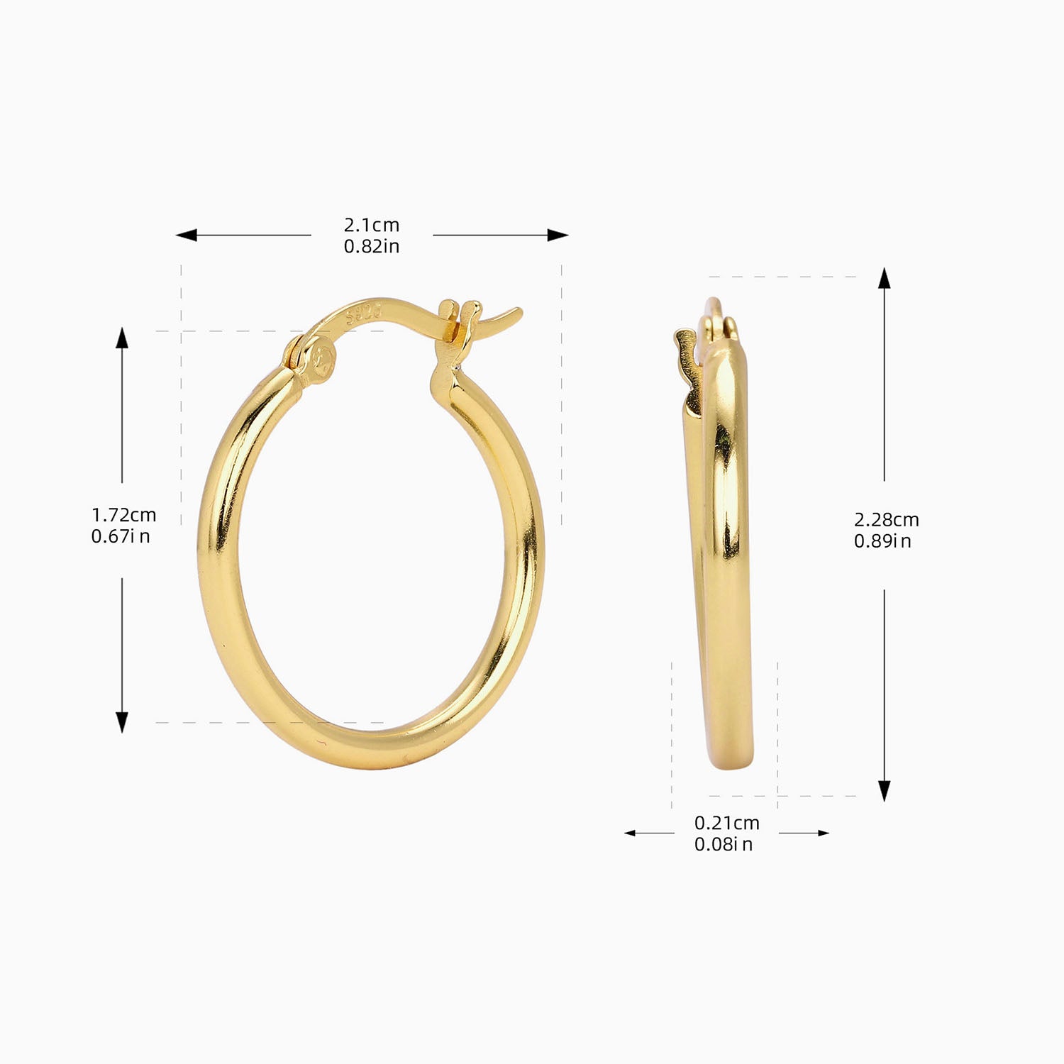 Polished Tube Hoop Earrings - Gold