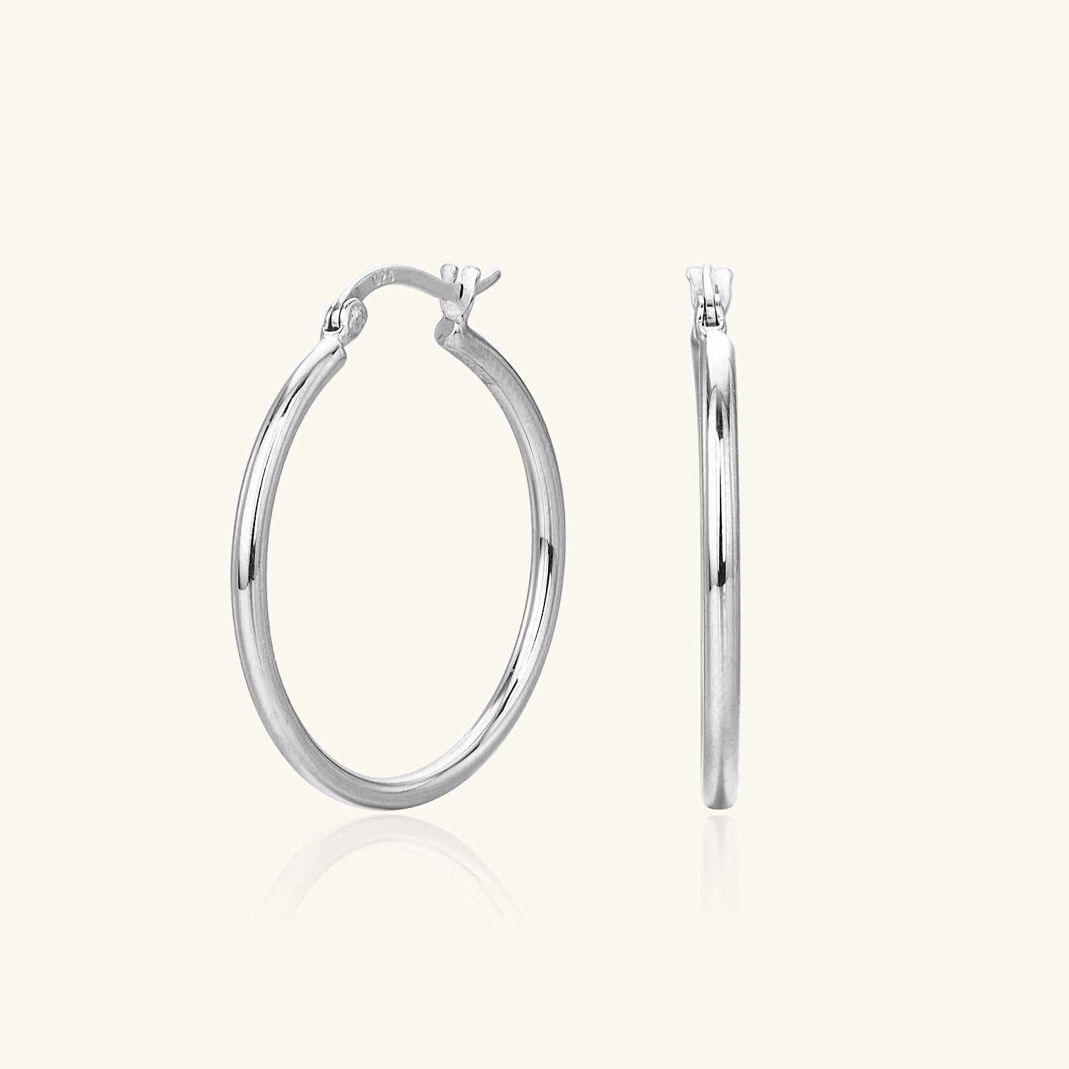Polished Tube Hoop Earrings - Silver