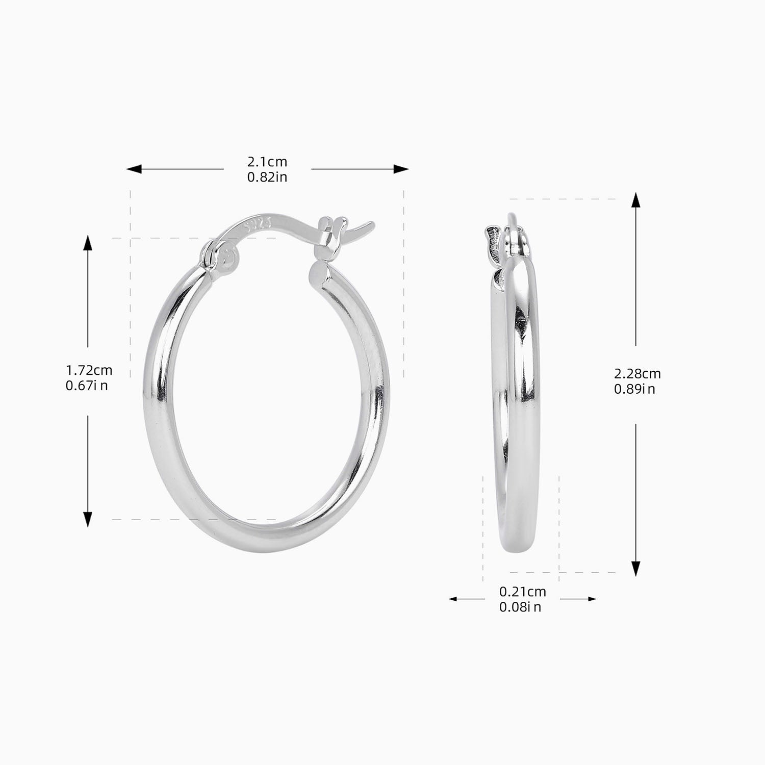 Polished Tube Hoop Earrings - Silver