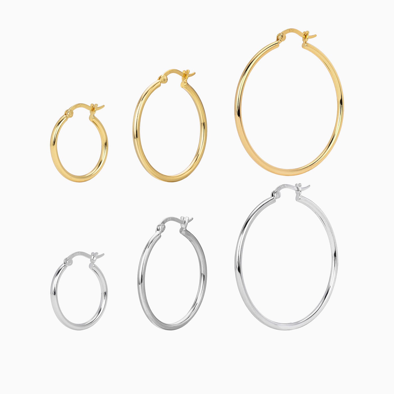 Polished Tube Hoop Earrings - Silver