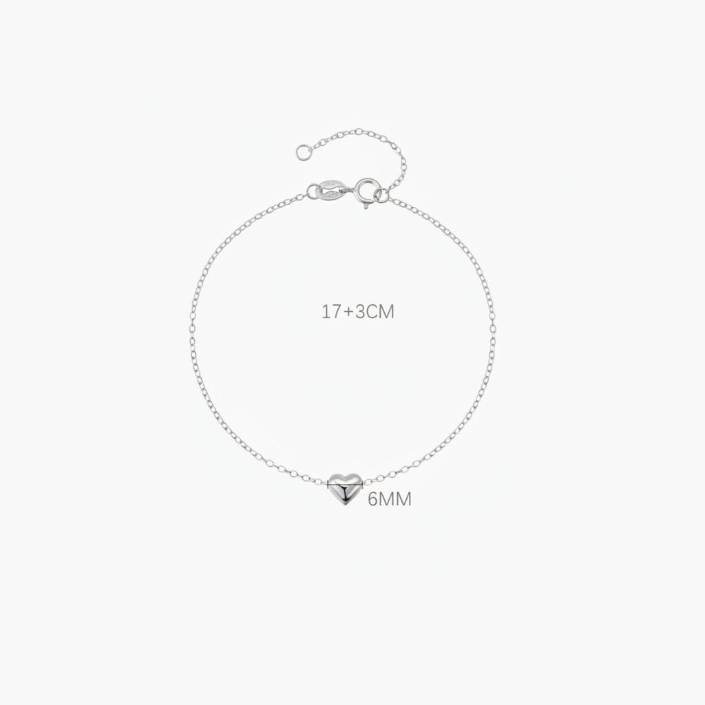 Puff Heart Bracelet - Silver