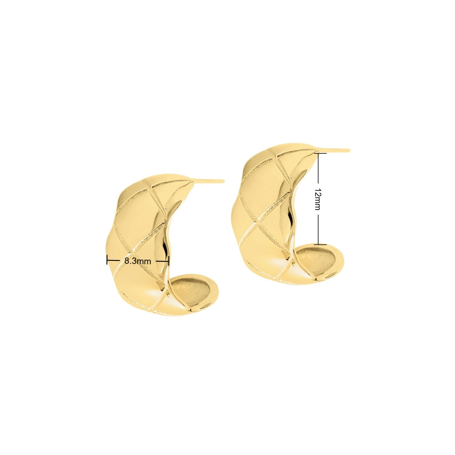 Quilted Cross Chunky C Hoop Earrings - Gold