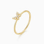 Radiant Diamond Butterfly Ring - Gold