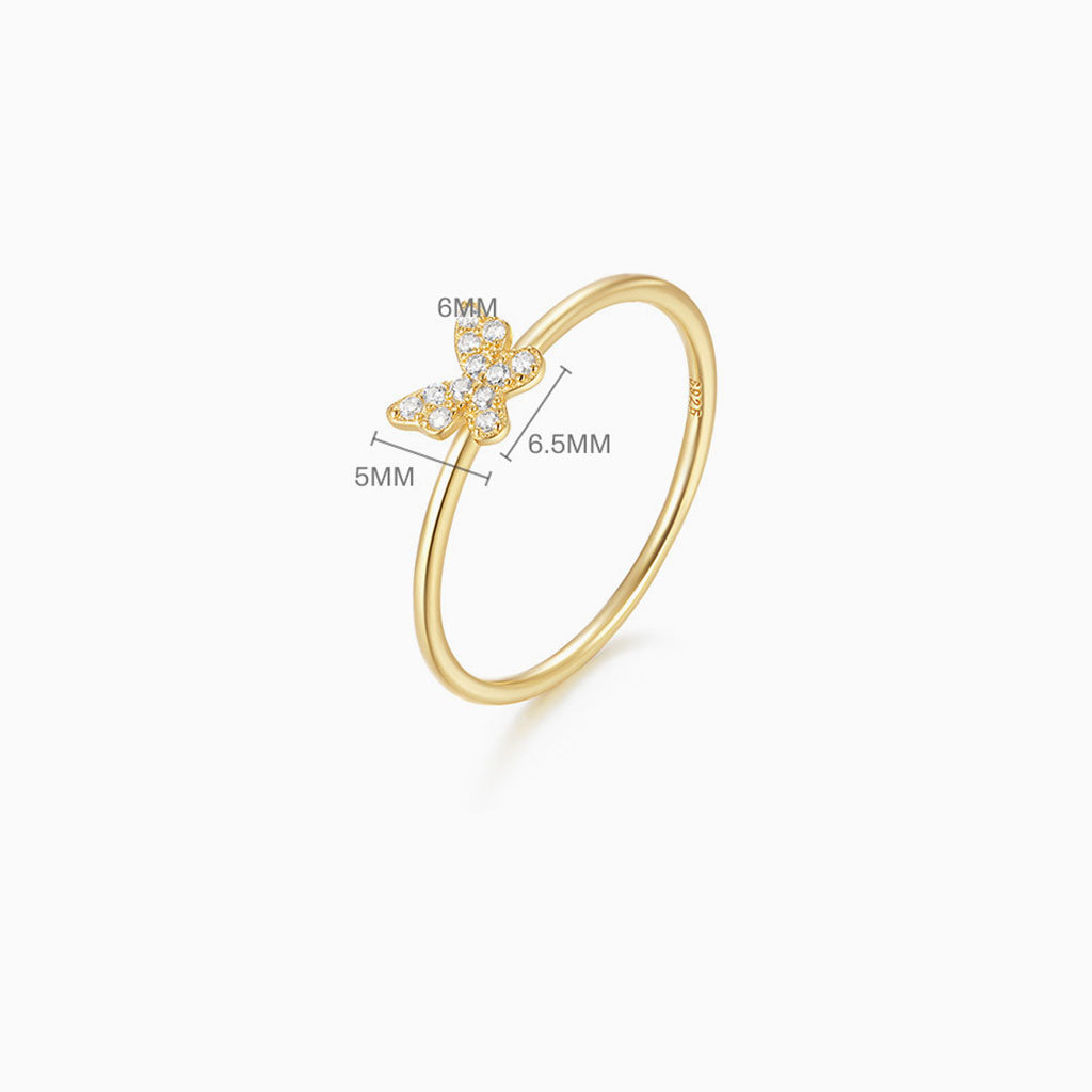 Radiant Diamond Butterfly Ring - Gold