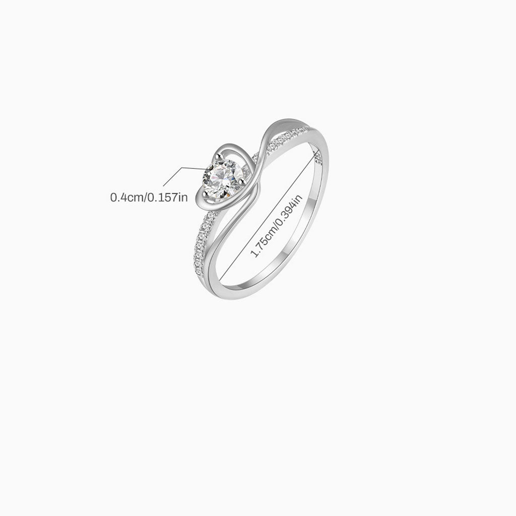 Radiant Diamond Entwined Heart Ring - Silver