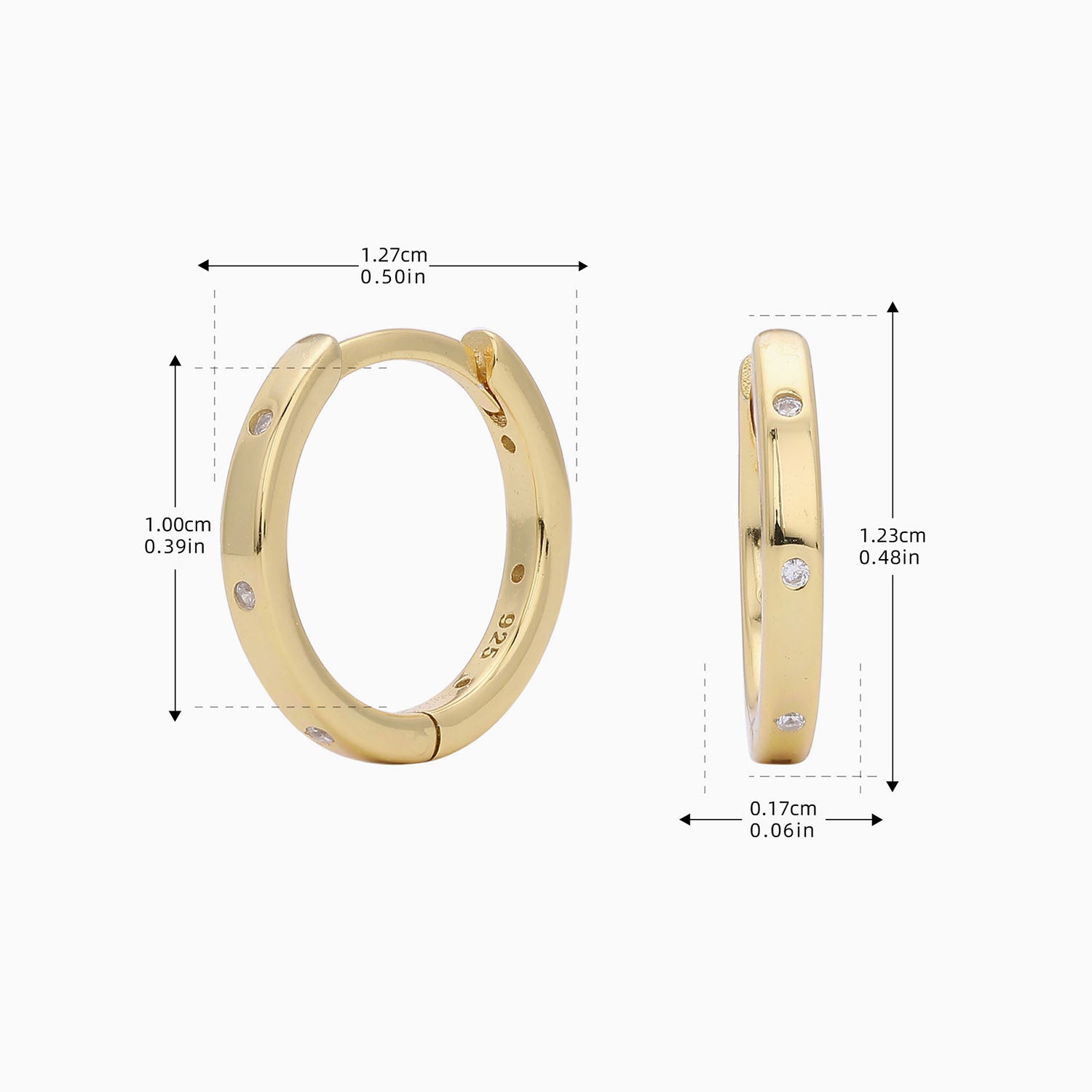 Radiant Flush Set Dimond Huggie Hoop Earrings - Gold