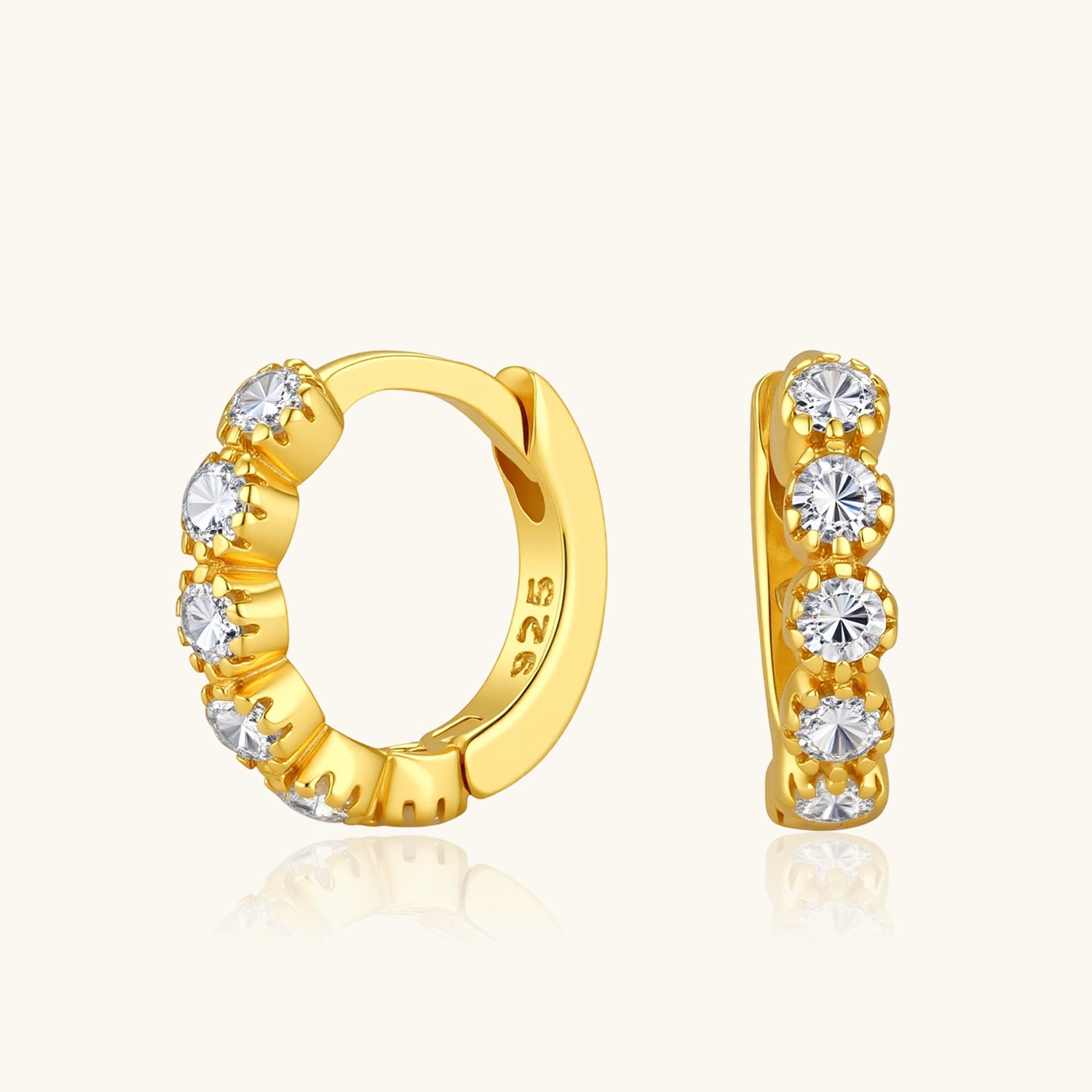 Radiant Half Eternity Huggie Hoop Earrings - Gold