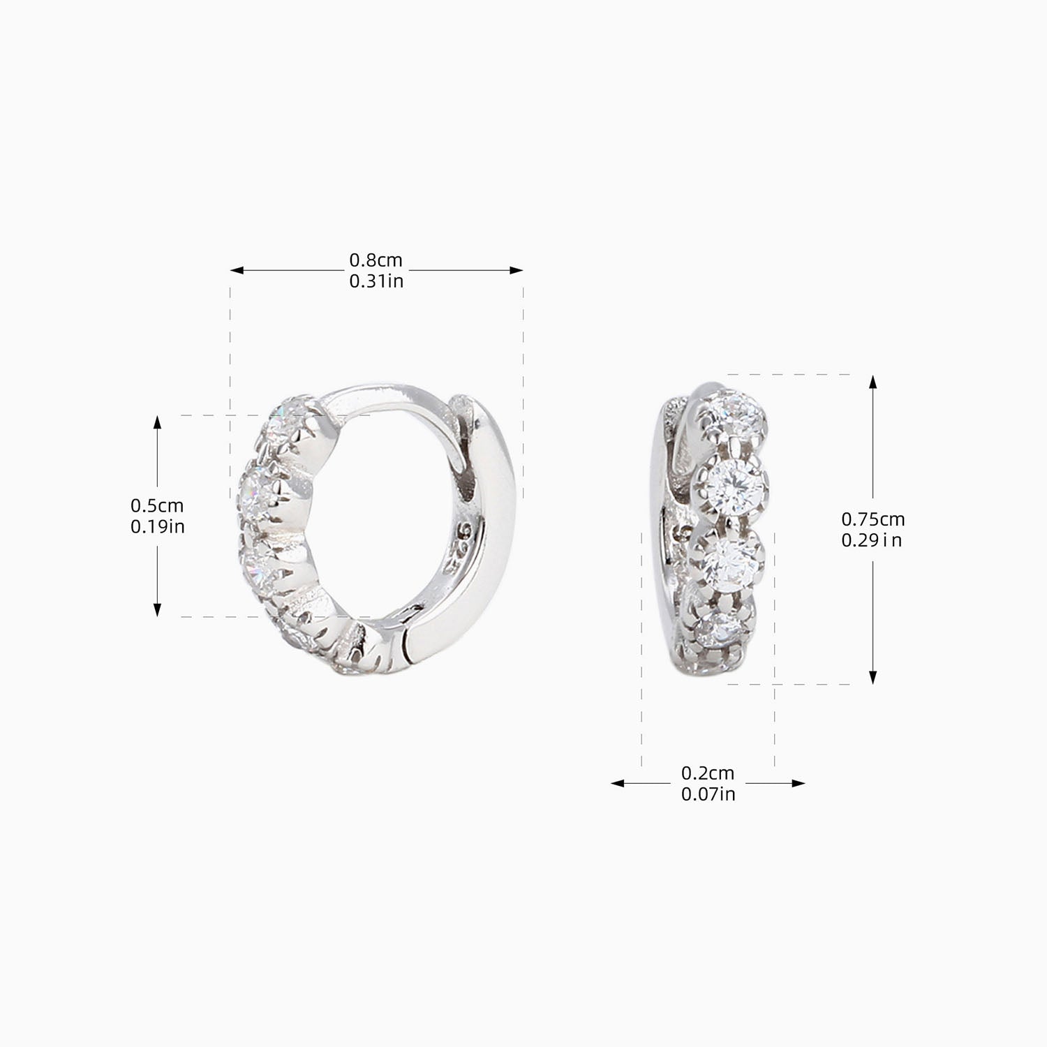 Radiant Half Eternity Huggie Hoop Earrings - Silver