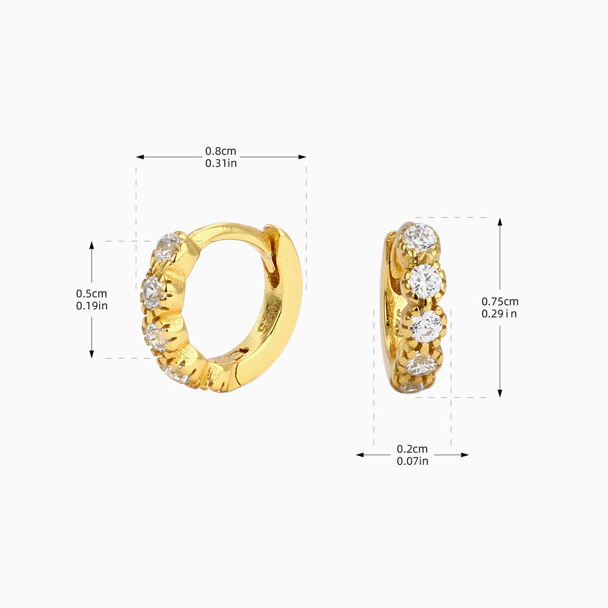 Radiant Half Eternity Huggie Hoop Earrings - Gold