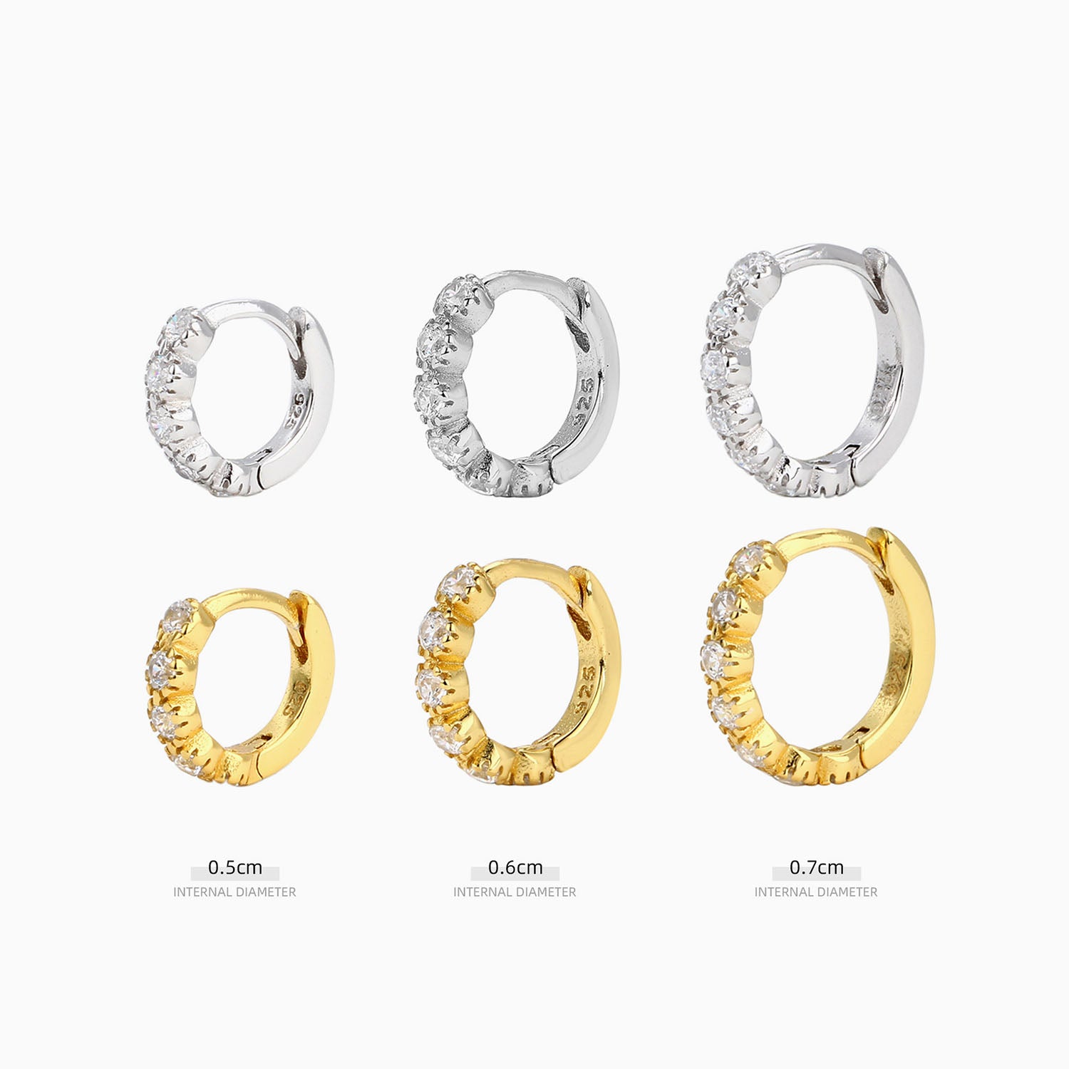 Radiant Half Eternity Huggie Hoop Earrings - Silver