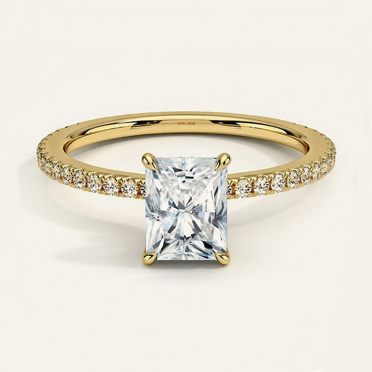 Radiant Pavé Moissanite Ring - Gold