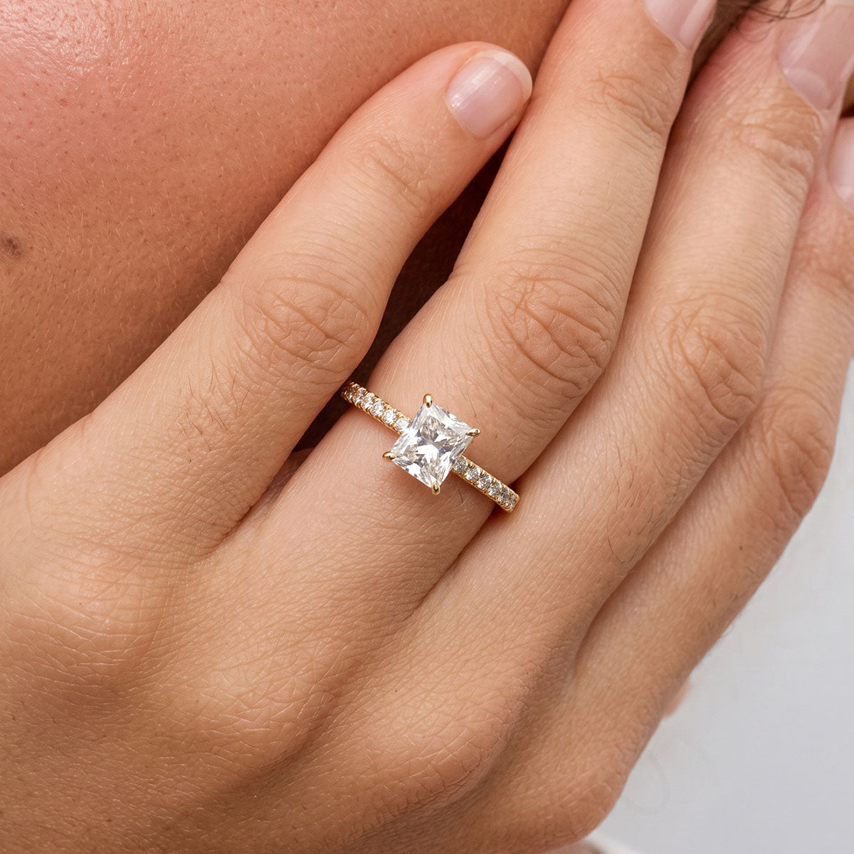 Radiant Pavé Moissanite Ring - Gold