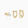 Refined 3 Piece Diamond Huggie Hoop Earring Bundles - Gold