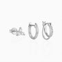 Refined 3 Piece Diamond Huggie Hoop Earring Bundles - Silver