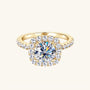 Round Moissanite Halo Ring - Gold