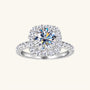 Round Moissanite Halo Ring - Silver