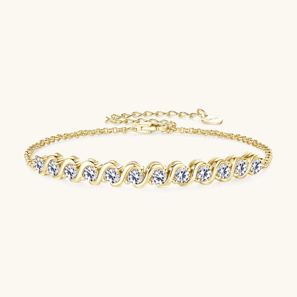 S Link Moissanite Bracelet - Gold