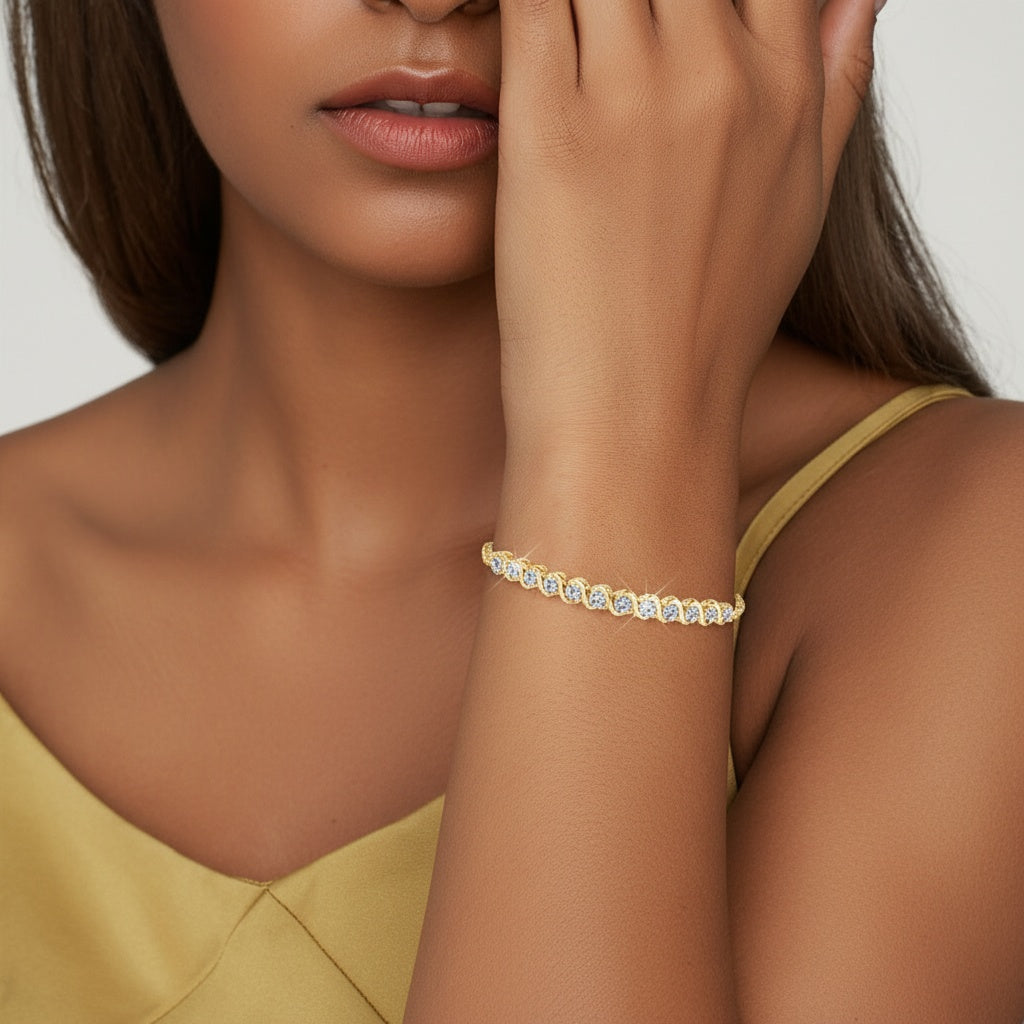 S Link Moissanite Bracelet - Gold