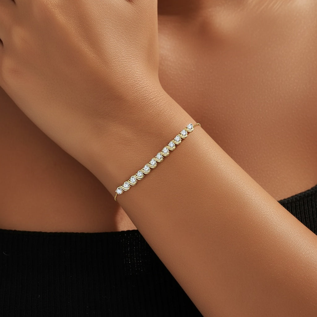 S Link Moissanite Bracelet - Gold