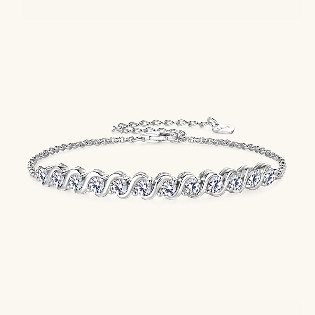 S Link Moissanite Bracelet - Silver