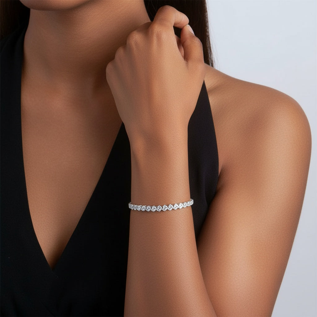 S Link Moissanite Bracelet - Silver