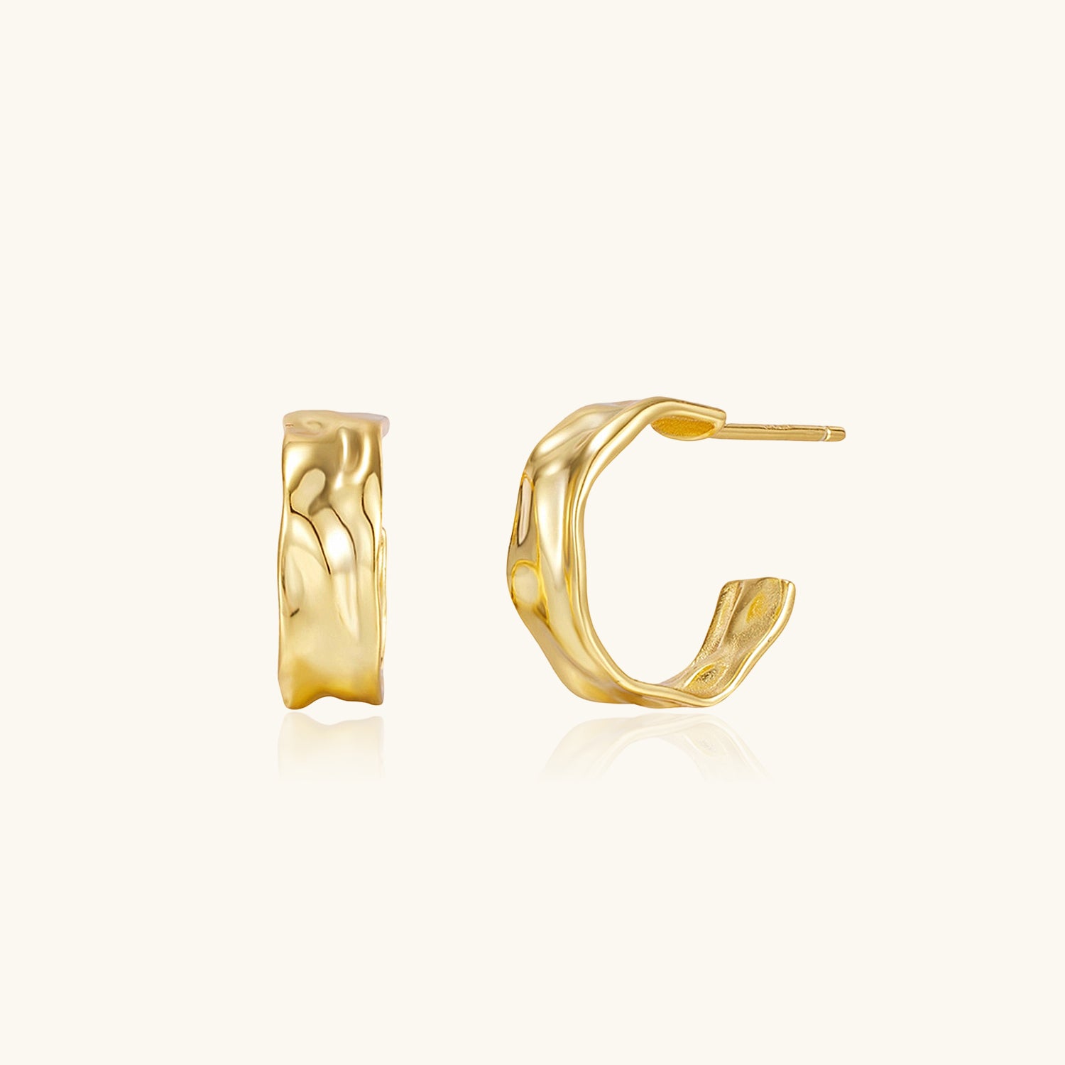 Sculpted C Hoop Earrings - Gold
