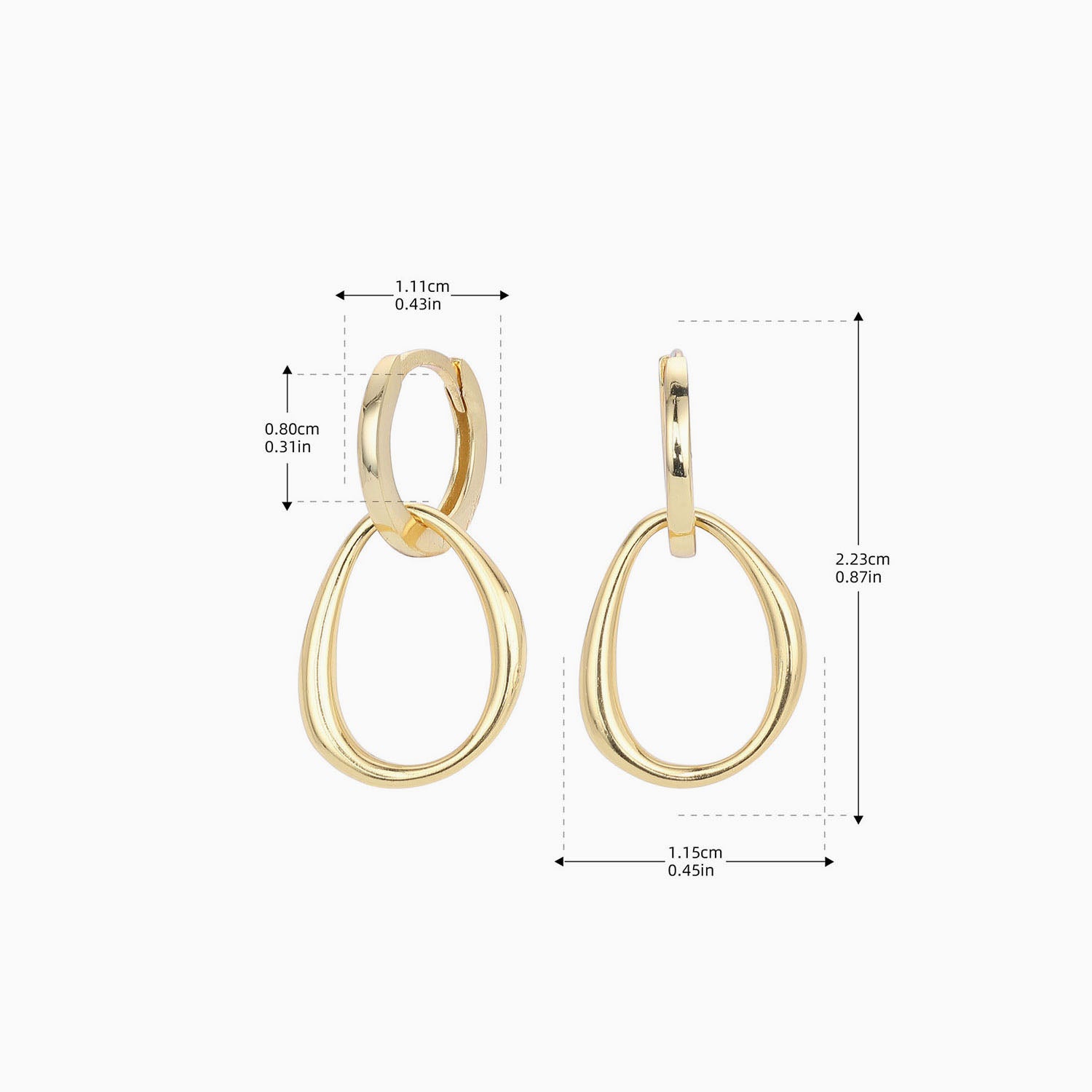 Sculptural Double Hoop Drop Earrings - Gold