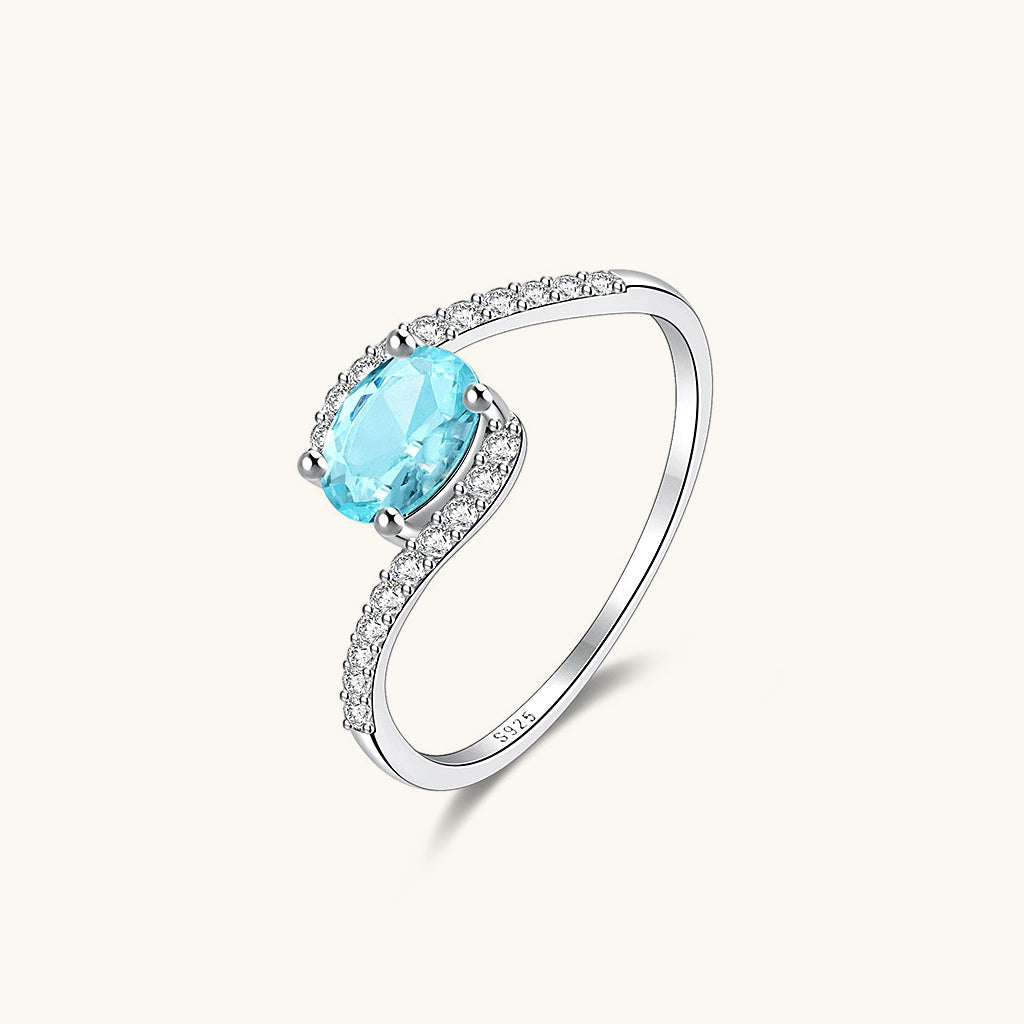 Serene Side Stone Oval Diamond Ring - Silver