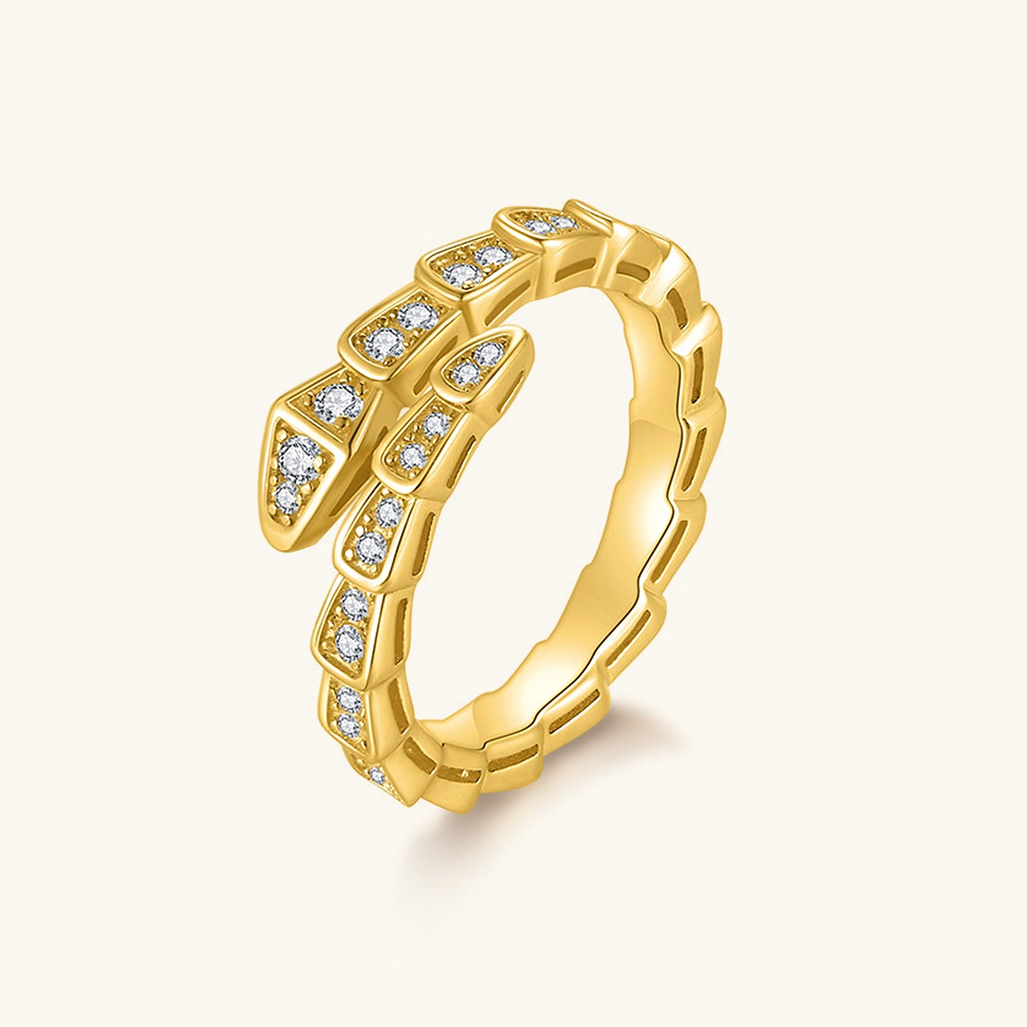 Serpent Moissanite Bypass Ring - Gold
