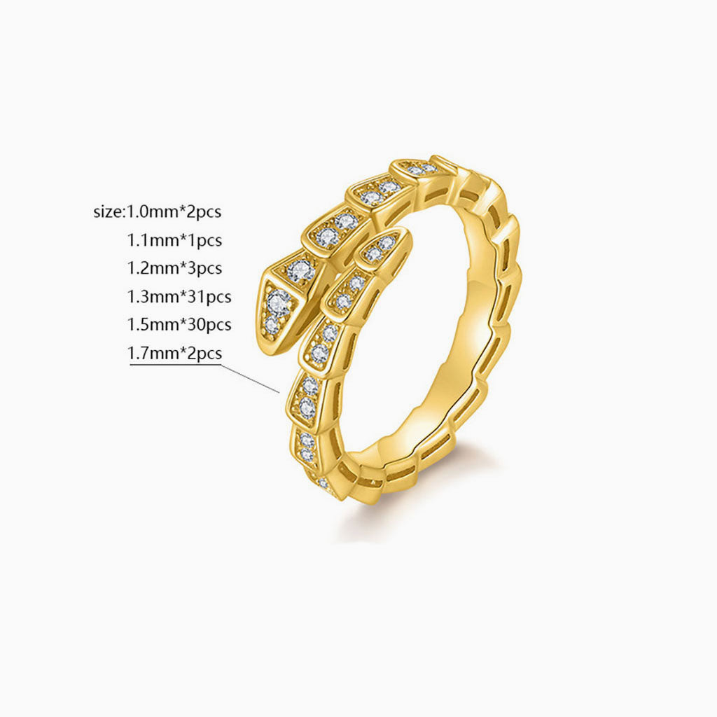 Serpent Moissanite Bypass Ring - Gold