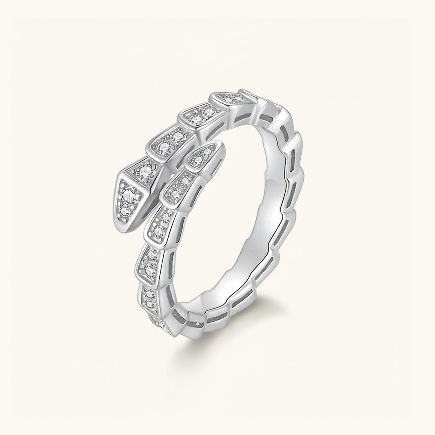 Serpent Moissanite Bypass Ring - Silver