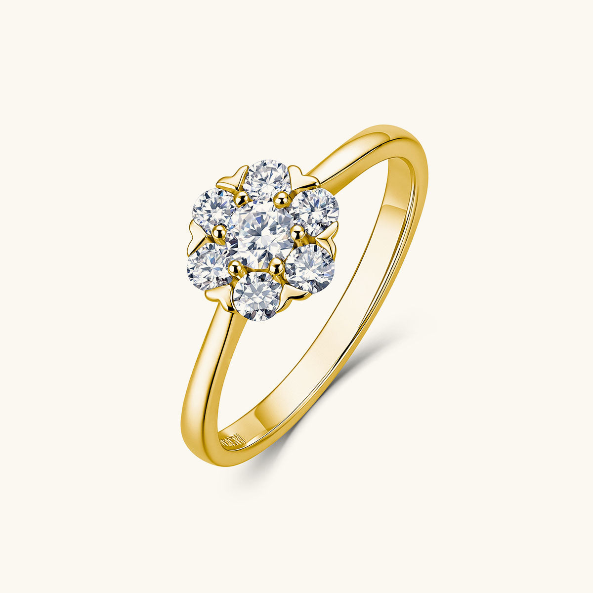 Seven Stone Moissanite Floral Cluster Ring - Gold