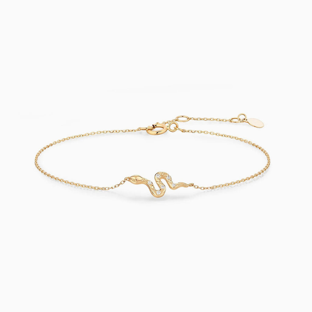 Shimmer Diamond Snake Bracelet - Gold