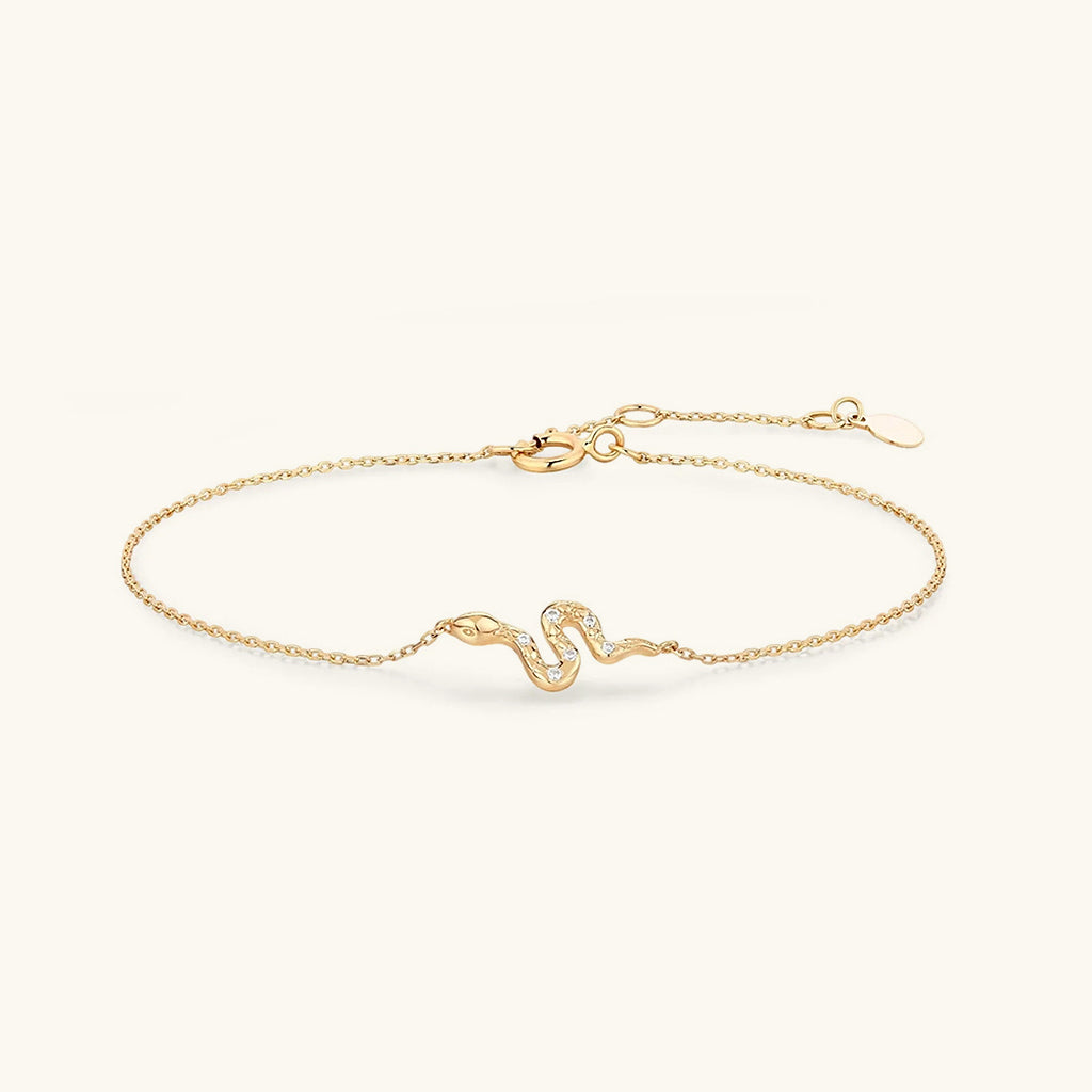 Shimmer Diamond Snake Bracelet - Gold