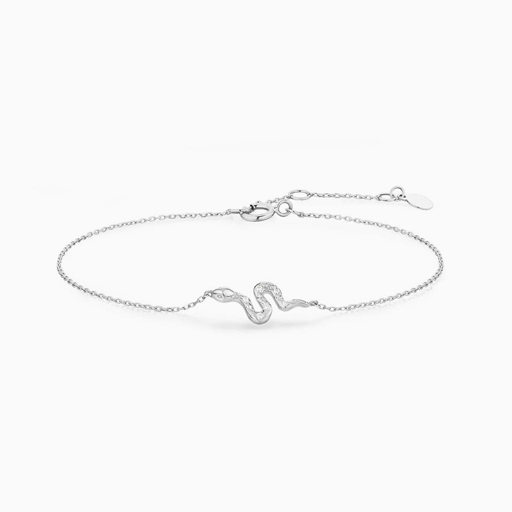 Shimmer Diamond Snake Bracelet - Silver