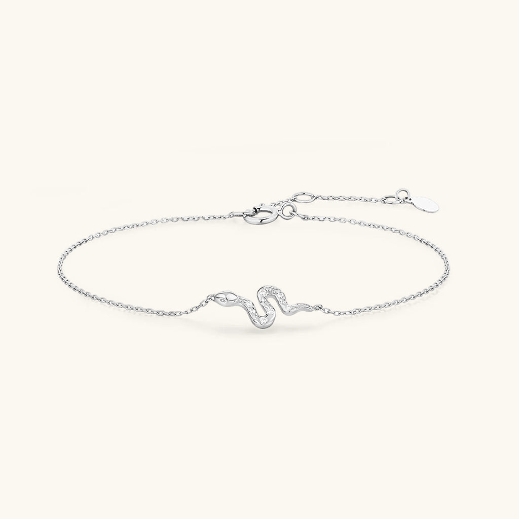 Shimmer Diamond Snake Bracelet - Silver