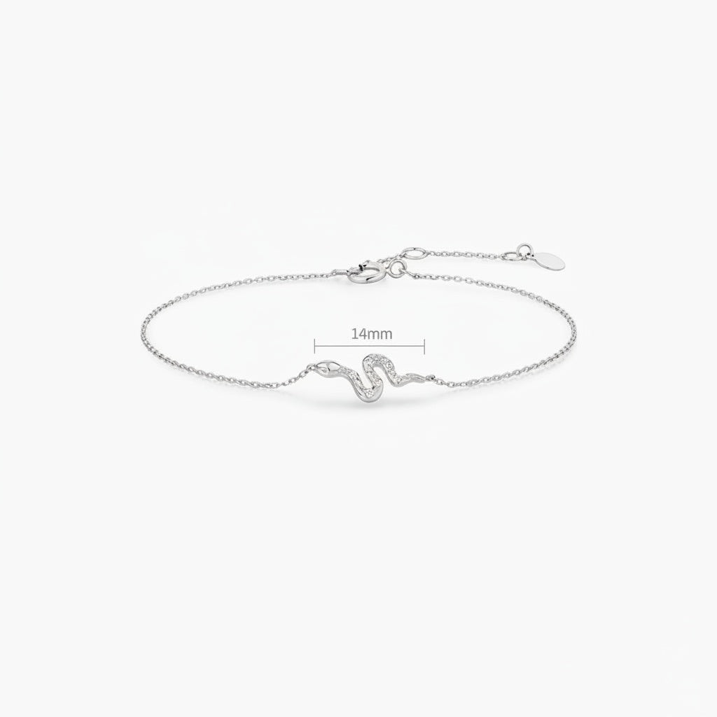 Shimmer Diamond Snake Bracelet - Silver