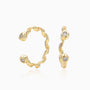 Shimmer Diamond Twisted Ear Cuff Earrings - Gold