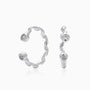 Shimmer Diamond Twisted Ear Cuff Earrings - Silver