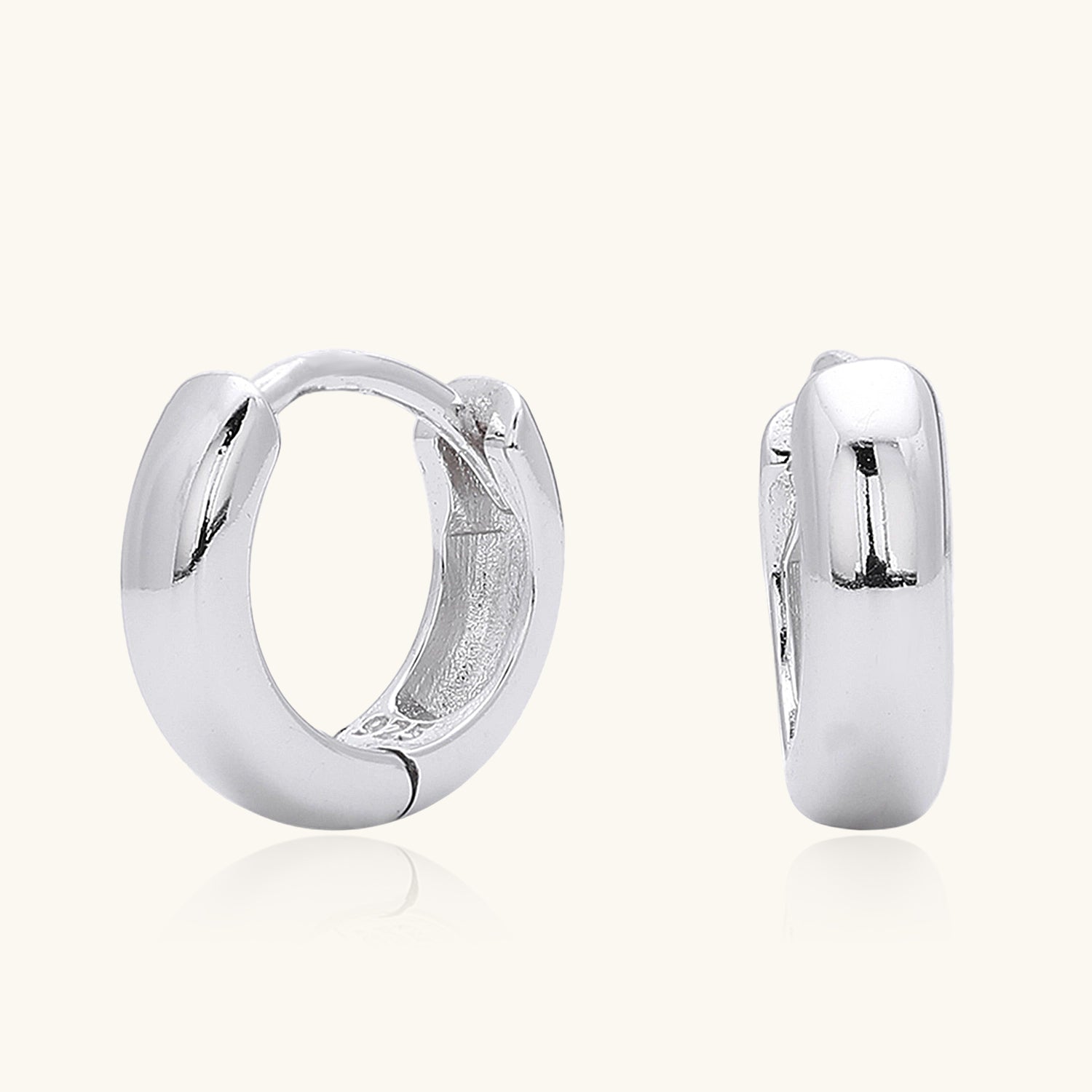 Shimmer Huggie Hoop Earrings - Silver