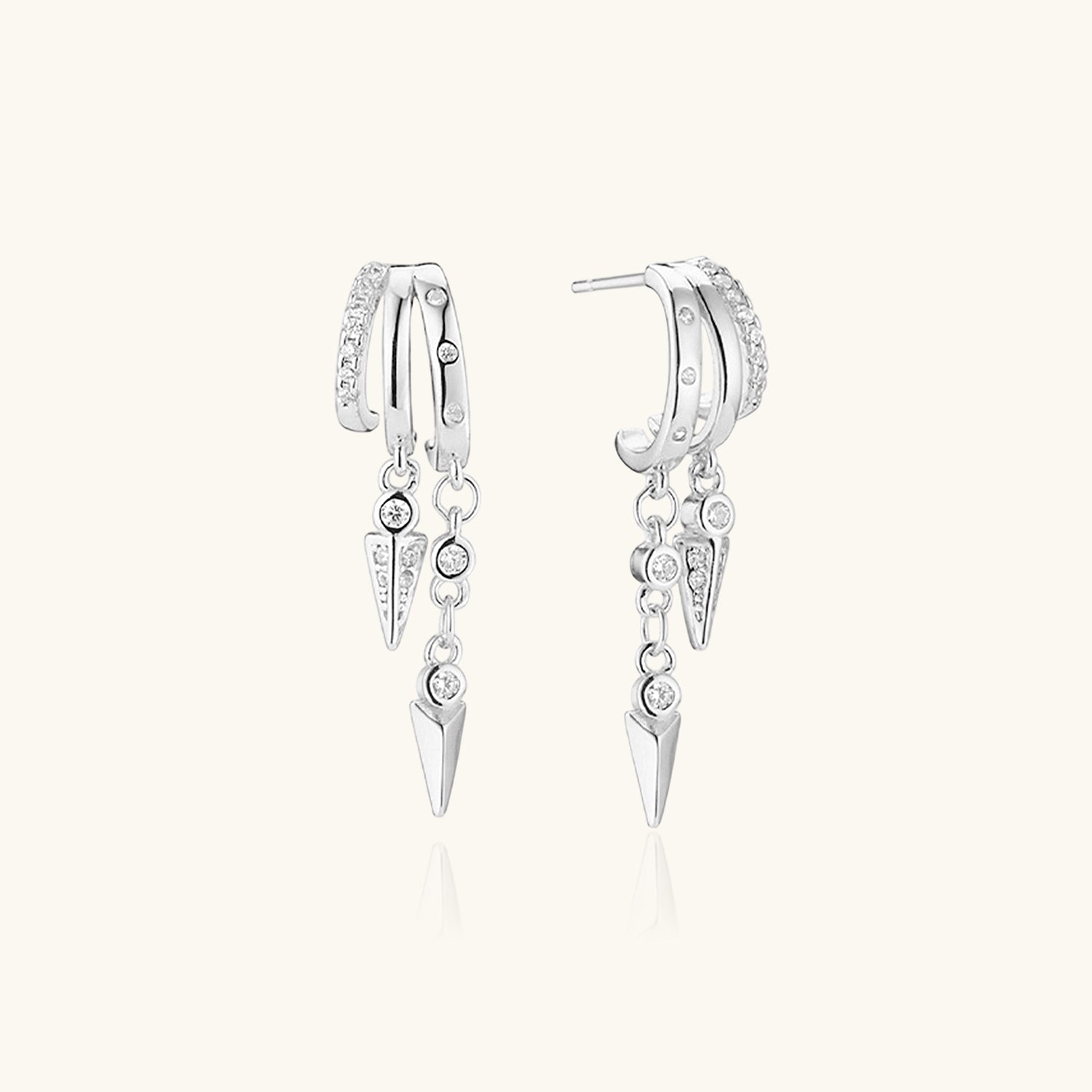 Shining Anchor Charm Illusion Earrings - Silver
