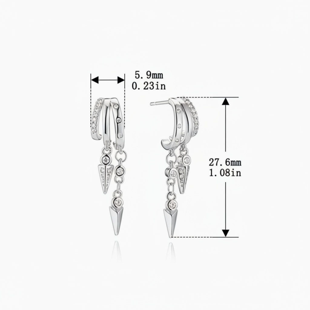 Shining Anchor Charm Illusion Earrings - Silver