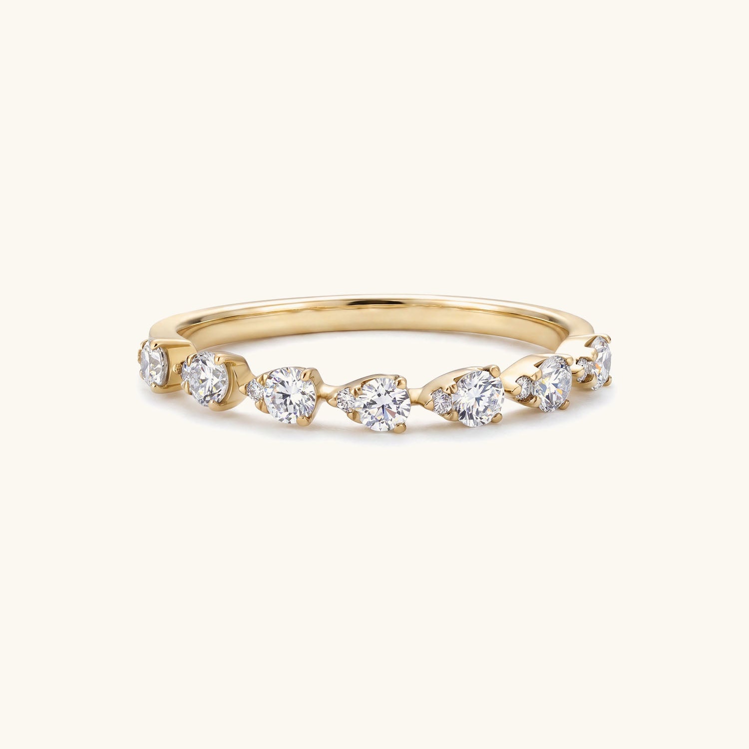Sideways Pear Cut Seven Stone Band Ring - Gold