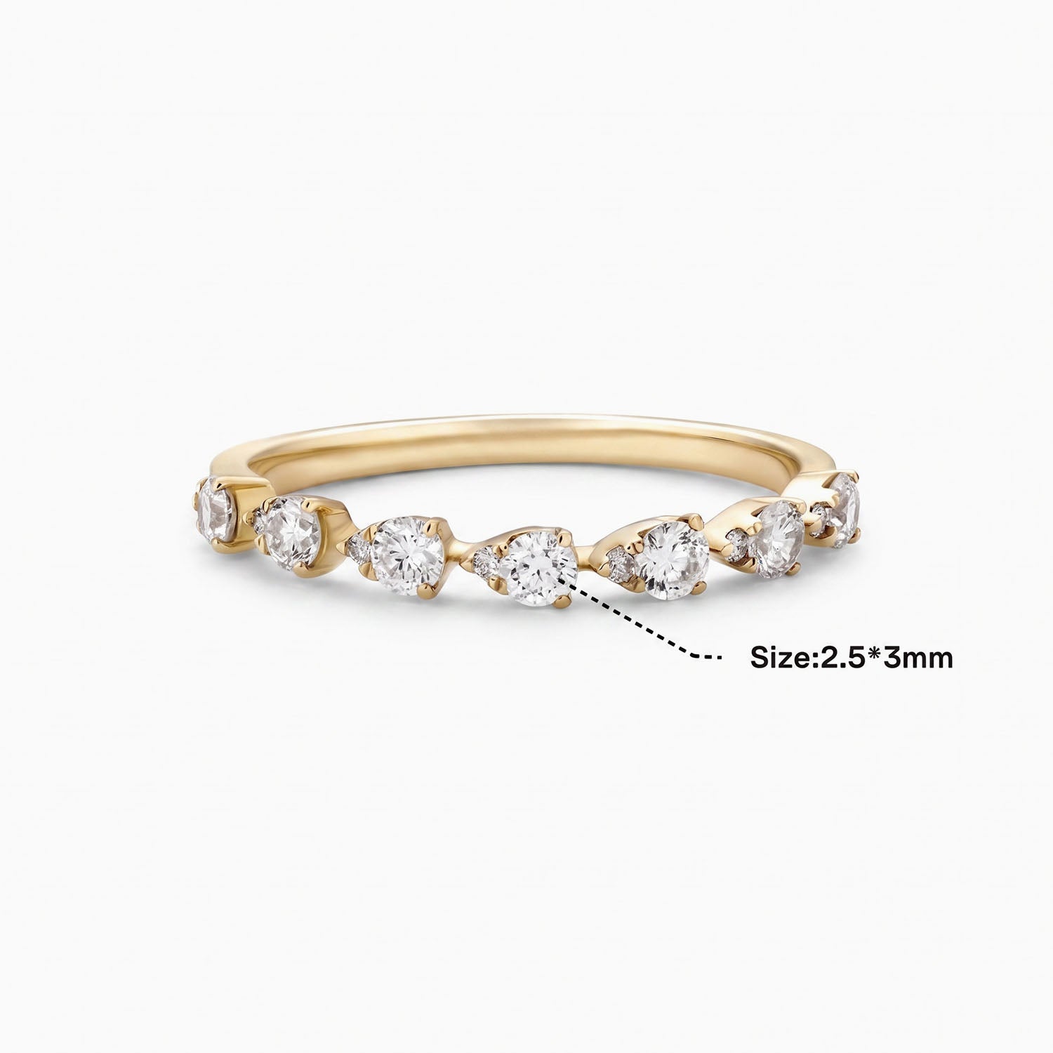 Sideways Pear Cut Seven Stone Band Ring - Gold