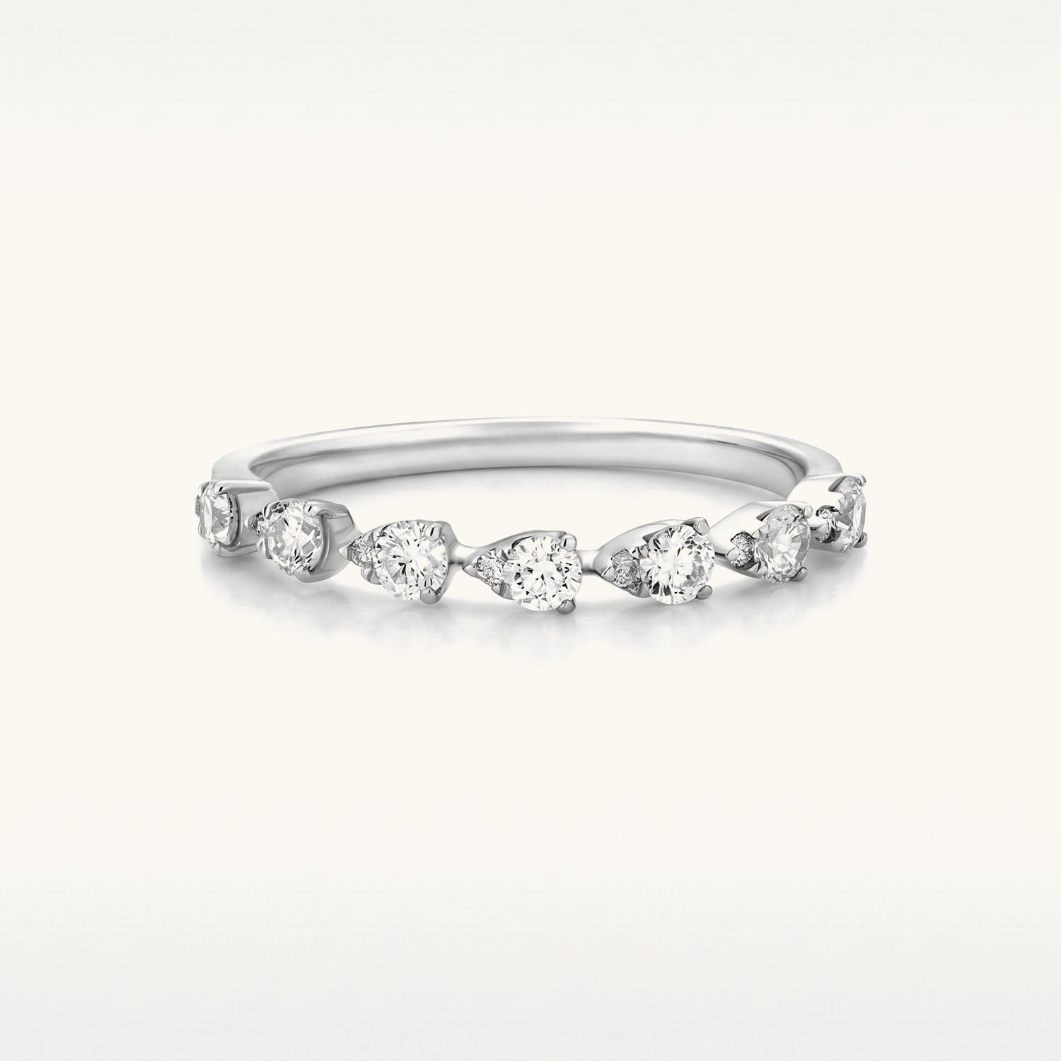 Sideways Pear Cut Seven Stone Band Ring - Silver