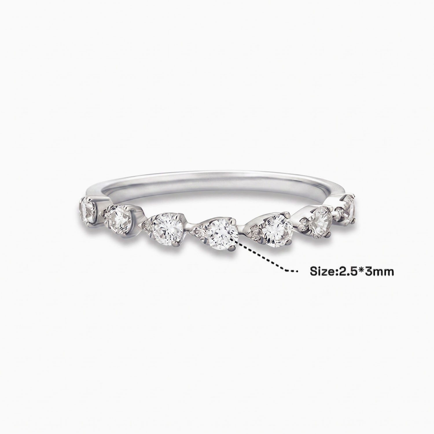 Sideways Pear Cut Seven Stone Band Ring - Silver