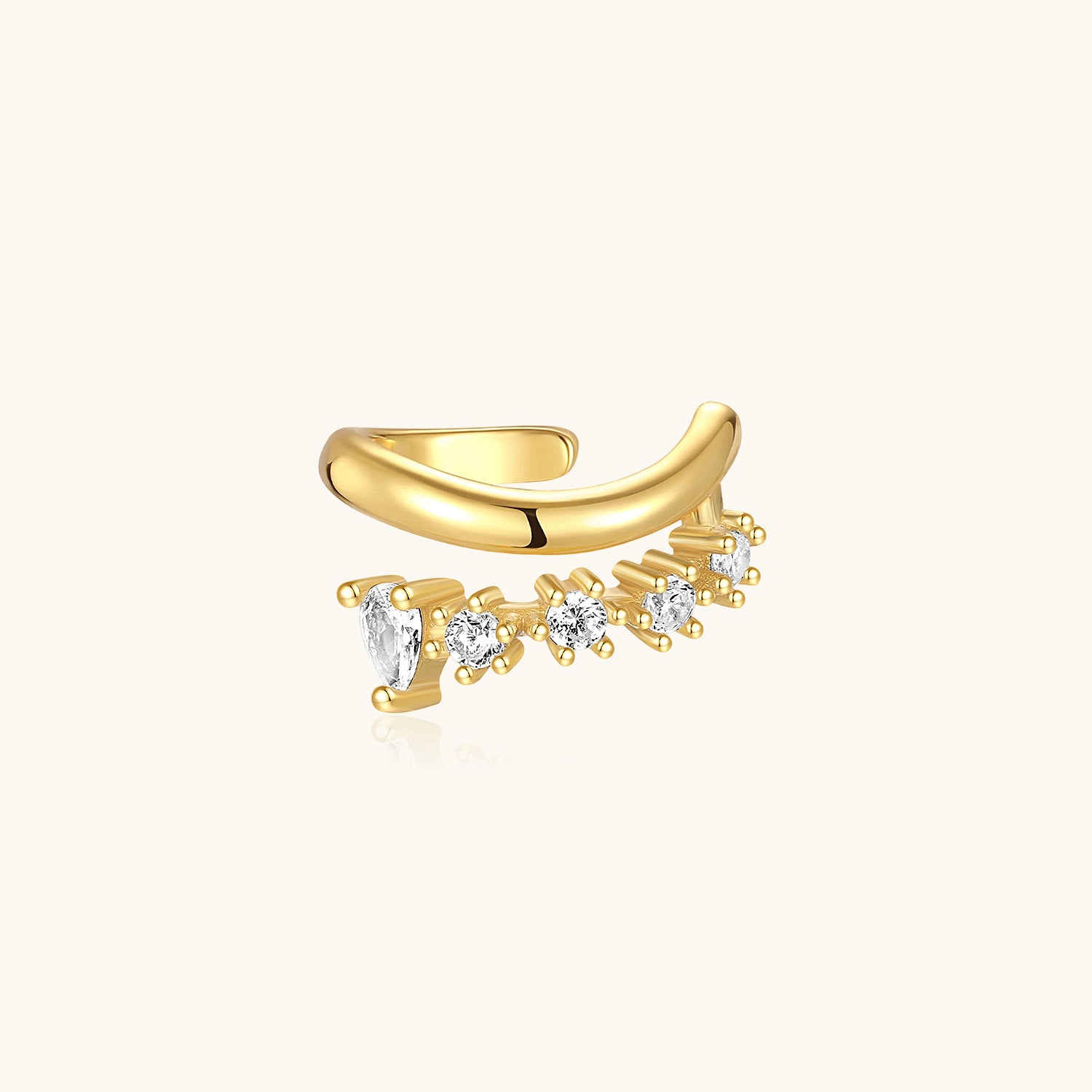 Single Diamond Ear Cuff Earring - Gold