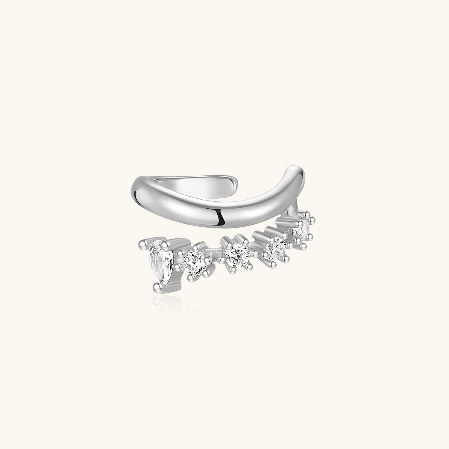 Single Diamond Ear Cuff Earring - Silver