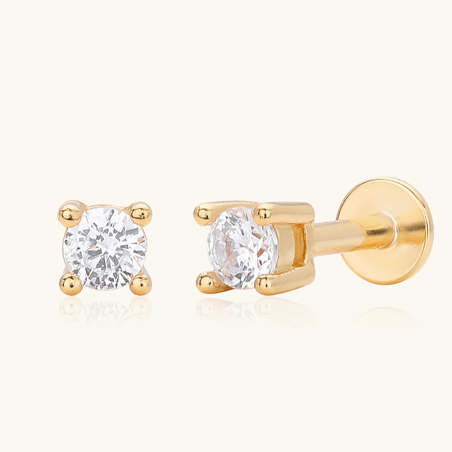Single Mini Diamond Solitaire Stud Earring - Gold