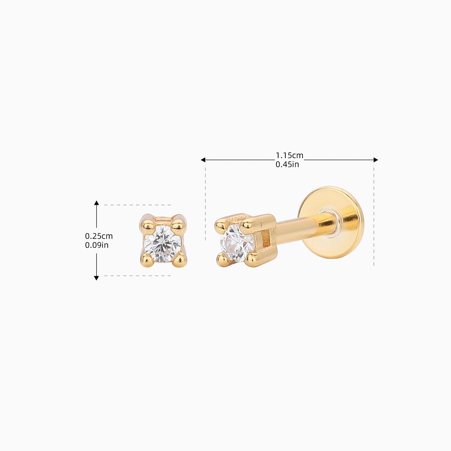 Single Mini Diamond Solitaire Stud Earring - Gold